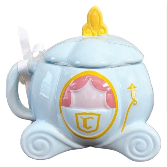 NEW Rae Dunn x Disney Cinderellas Pastel Pumpkin Carriage Coffee Mug w/ Top - Picture 2 of 4